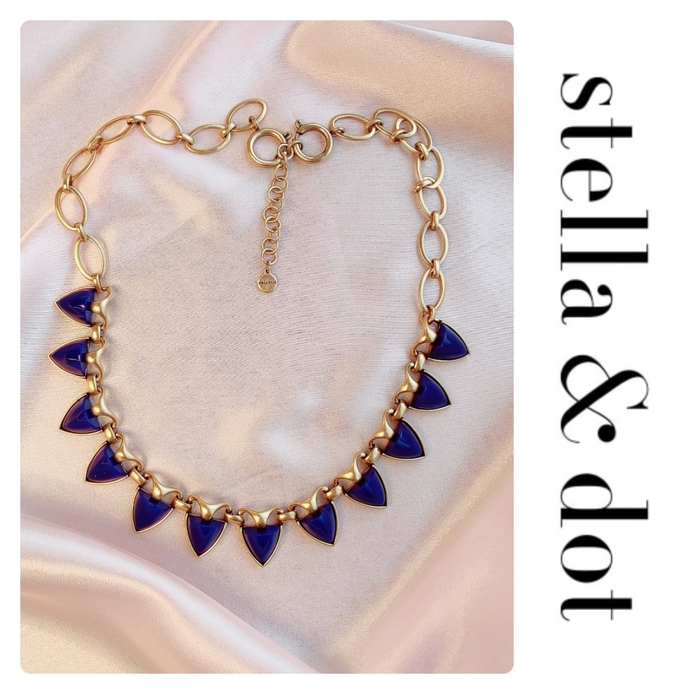 Stella & Dot Gold & Blue Lottie Necklace NWT